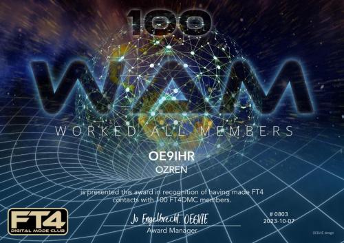 OE9IHR-WAM-100 FT4DMC