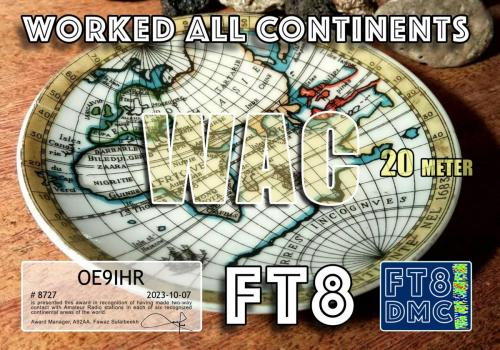OE9IHR-WAC-20M FT8DMC