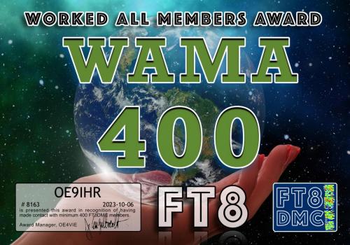 OE9IHR-WAMA-400 FT8DMC