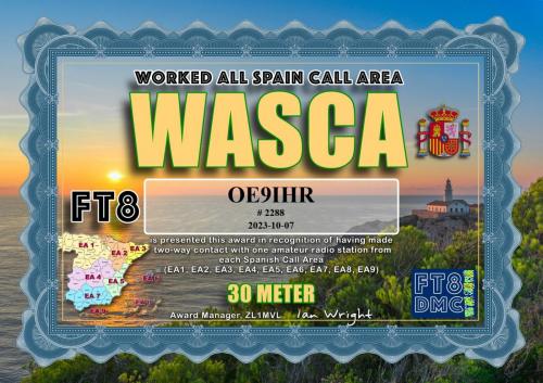 OE9IHR-WASCA-30M FT8DMC
