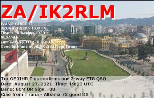 Callsignza-ik2rlm VisitorCallsignOE9IHR QSODate2021-08-27 19 23 00 0 Band60M ModeFT8