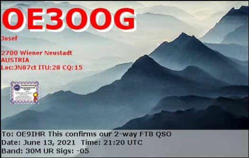 Callsign=OE3OOG VisitorCallsign=OE9IHR QSODate=2021-06-13 21 20 00 0 Band=30M Mode=FT8