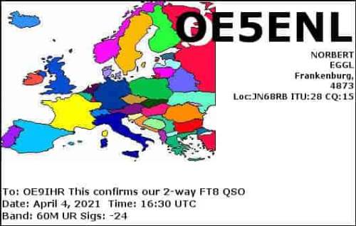 Callsign=OE5ENL VisitorCallsign=OE9IHR QSODate=2021-04-04 16 30 00 0 Band=60M Mode=FT8