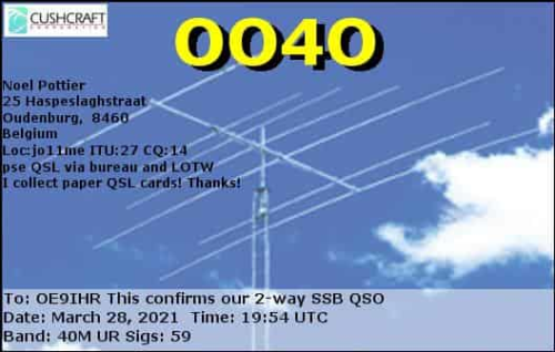 Callsign=OO4O VisitorCallsign=OE9IHR QSODate=2021-03-28 19 54 00 0 Band=40M Mode=SSB