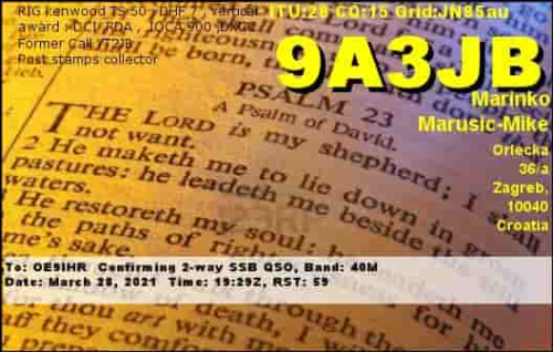 Callsign=9A3JB VisitorCallsign=OE9IHR QSODate=2021-03-28 19 29 00 0 Band=40M Mode=SSB