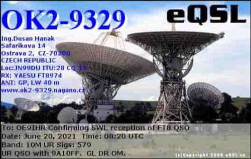 Callsign=OK2-9329 VisitorCallsign=OE9IHR QSODate=2021-06-20 08 20 00 0 Band=10M Mode=FT8