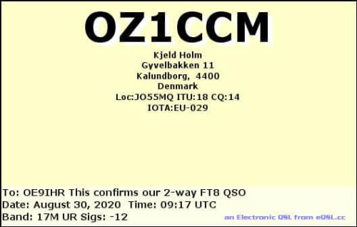 Callsign=OZ1CCM VisitorCallsign=OE9IHR QSODate=2020-08-30 09 17 00 0 Band=17M Mode=FT8