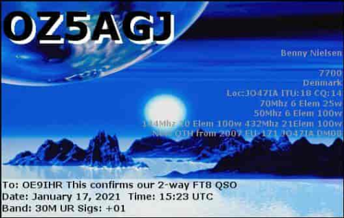 Callsign=OZ5AGJ VisitorCallsign=OE9IHR QSODate=2021-01-17 15 23 00 0 Band=30M Mode=FT8