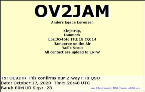 Callsign=ov2jam VisitorCallsign=OE9IHR QSODate=2020-10-17 20 48 00 0 Band=80M Mode=FT8