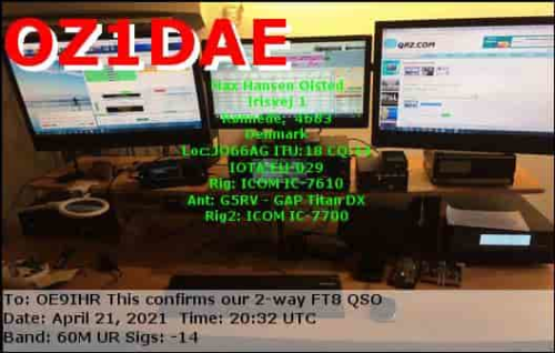 Callsign=oz1dae VisitorCallsign=OE9IHR QSODate=2021-04-21 20 32 00 0 Band=60M Mode=FT8