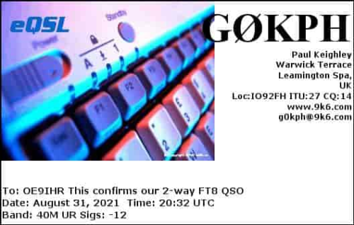 Callsign=g0kph VisitorCallsign=OE9IHR QSODate=2021-08-31 20 32 00 0 Band=40M Mode=FT8