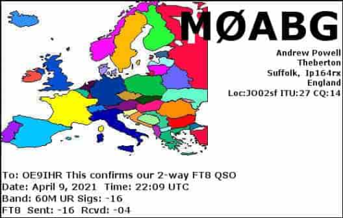 Callsign=m0abg VisitorCallsign=OE9IHR QSODate=2021-04-09 22 09 00 0 Band=60M Mode=FT8