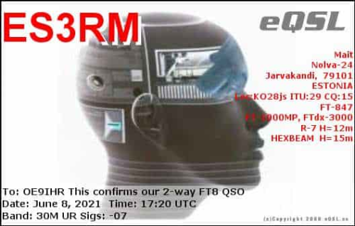 Callsign=ES3RM VisitorCallsign=OE9IHR QSODate=2021-06-08 17 20 00 0 Band=30M Mode=FT8