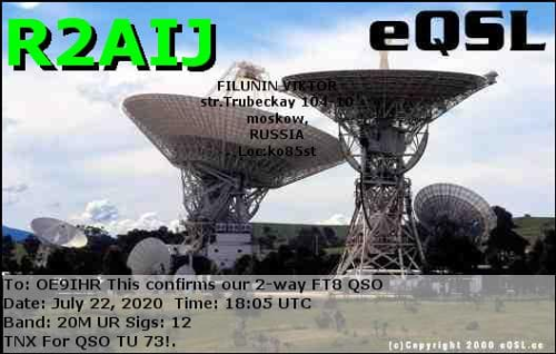 Callsign=R2AIJ VisitorCallsign=OE9IHR QSODate=2020-07-22 18 05 00 0 Band=20M Mode=FT8