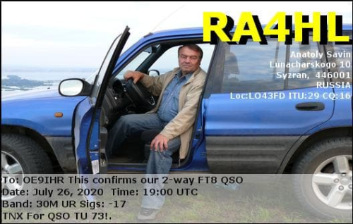 Callsign=RA4HL VisitorCallsign=OE9IHR QSODate=2020-07-26 19 00 00 0 Band=30M Mode=FT8