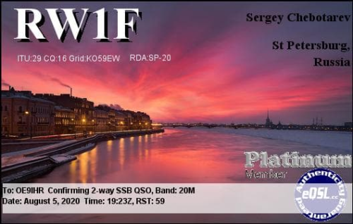 Callsign=RW1F VisitorCallsign=OE9IHR QSODate=2020-08-05 19 23 00 0 Band=20M Mode=SSB