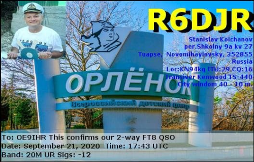 Callsign=r6djr VisitorCallsign=OE9IHR QSODate=2020-09-21 17 43 00 0 Band=20M Mode=FT8