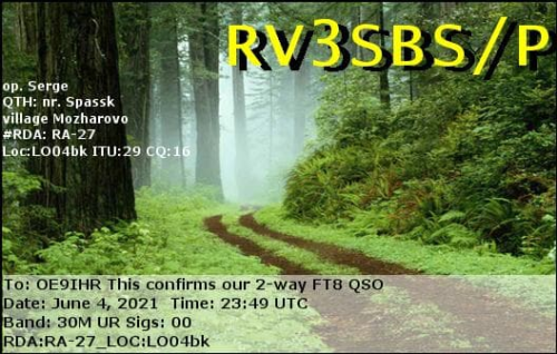 Callsign=rv3sbs-p VisitorCallsign=OE9IHR QSODate=2021-06-04 23 49 00 0 Band=30M Mode=FT8