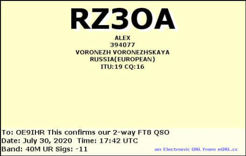 Callsign=rz3oa VisitorCallsign=OE9IHR QSODate=2020-07-30 17 42 00 0 Band=40M Mode=FT8