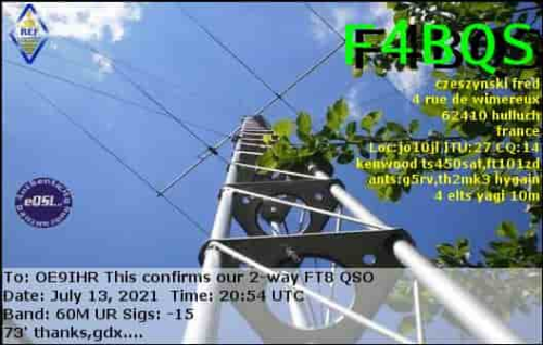 Callsign=F4BQS VisitorCallsign=OE9IHR QSODate=2021-07-13 20 54 00 0 Band=60M Mode=FT8