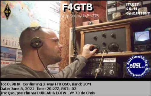 Callsign=F4GTB VisitorCallsign=OE9IHR QSODate=2021-06-08 20 27 00 0 Band=30M Mode=FT8
