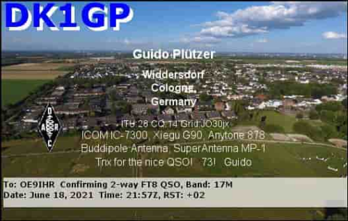 Callsign=DK1GP VisitorCallsign=OE9IHR QSODate=2021-06-18 21 57 00 0 Band=17M Mode=FT8
