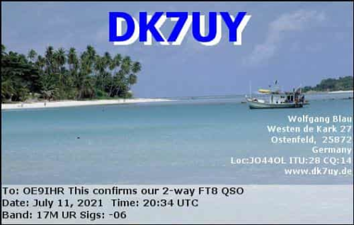 Callsign=DK7UY VisitorCallsign=OE9IHR QSODate=2021-07-11 20 34 00 0 Band=17M Mode=FT8