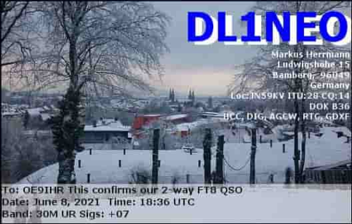 Callsign=DL1NEO VisitorCallsign=OE9IHR QSODate=2021-06-08 18 36 00 0 Band=30M Mode=FT8