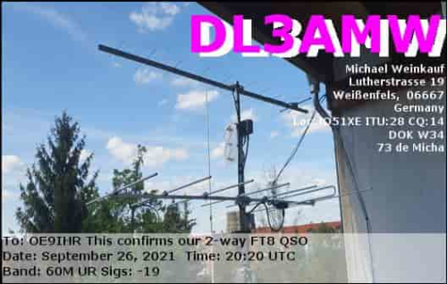 Callsign=DL3AMW VisitorCallsign=OE9IHR QSODate=2021-09-26 20 20 00 0 Band=60M Mode=FT8