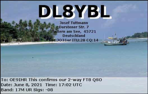 Callsign=DL8YBL VisitorCallsign=OE9IHR QSODate=2021-06-08 17 02 00 0 Band=17M Mode=FT8