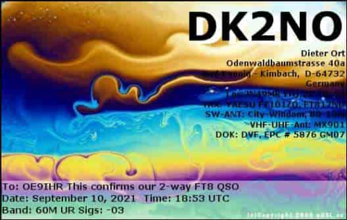 Callsign=dk2no VisitorCallsign=OE9IHR QSODate=2021-09-10 18 53 00 0 Band=60M Mode=FT8