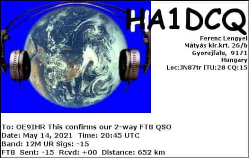 Callsign=HA1DCQ VisitorCallsign=OE9IHR QSODate=2021-05-14 20 45 00 0 Band=12M Mode=FT8