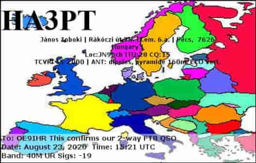 Callsign=HA3PT VisitorCallsign=OE9IHR QSODate=2020-08-23 15 21 00 0 Band=40M Mode=FT8