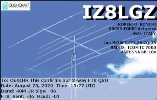 Callsign=IZ8LGZ VisitorCallsign=OE9IHR QSODate=2020-08-23 15 27 00 0 Band=40M Mode=FT8