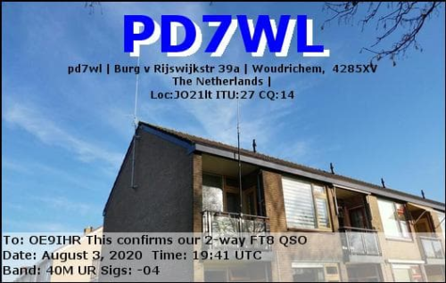 Callsign=PD7WL VisitorCallsign=OE9IHR QSODate=2020-08-03 19 41 00 0 Band=40M Mode=FT8