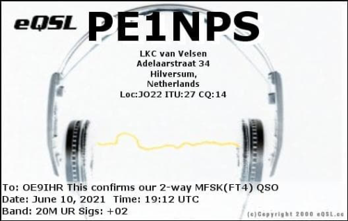 Callsign=PE1NPS VisitorCallsign=OE9IHR QSODate=2021-06-10 19 12 00 0 Band=20M Mode=MFSK