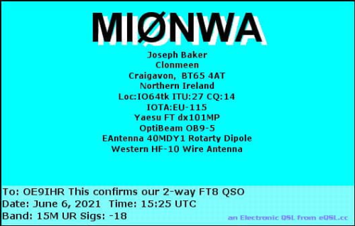 Callsign=MI0NWA VisitorCallsign=OE9IHR QSODate=2021-06-06 15 25 00 0 Band=15M Mode=FT8
