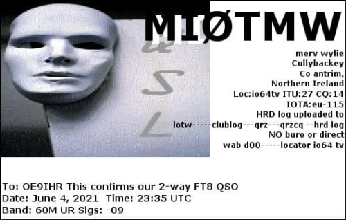Callsign=MI0TMW VisitorCallsign=OE9IHR QSODate=2021-06-04 23 35 00 0 Band=60M Mode=FT8
