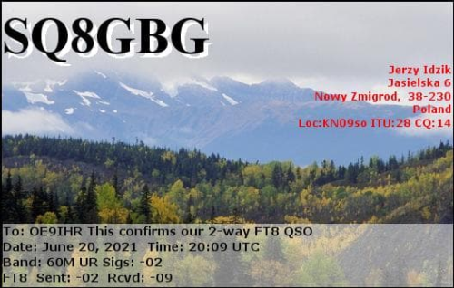 Callsign=sq8gbg VisitorCallsign=OE9IHR QSODate=2021-06-20 20 09 00 0 Band=60M Mode=FT8