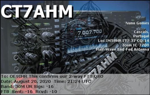 Callsign=CT7AHM VisitorCallsign=OE9IHR QSODate=2020-08-20 21 24 00 0 Band=30M Mode=FT8
