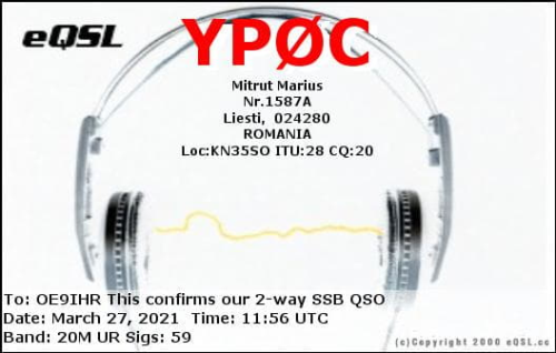 Callsign=YP0C VisitorCallsign=OE9IHR QSODate=2021-03-27 11 56 00 0 Band=20M Mode=SSB