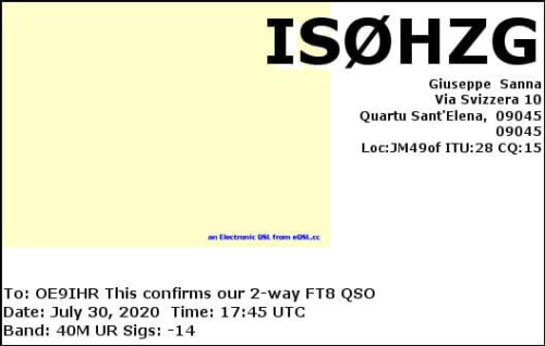 Callsign=IS0HZG VisitorCallsign=OE9IHR QSODate=2020-07-30 17 45 00 0 Band=40M Mode=FT8