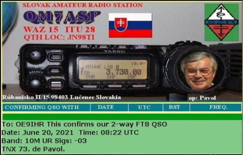 Callsign=OM7ASP VisitorCallsign=OE9IHR QSODate=2021-06-20 08 22 00 0 Band=10M Mode=FT8
