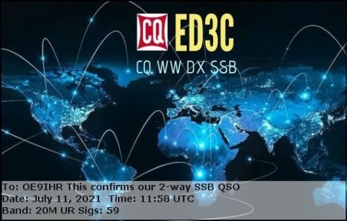 Callsign=ED3C VisitorCallsign=OE9IHR QSODate=2021-07-11 11 58 00 0 Band=20M Mode=SSB
