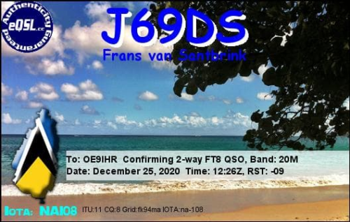 Callsign=j69ds VisitorCallsign=OE9IHR QSODate=2020-12-25 12 26 00 0 Band=20M Mode=FT8