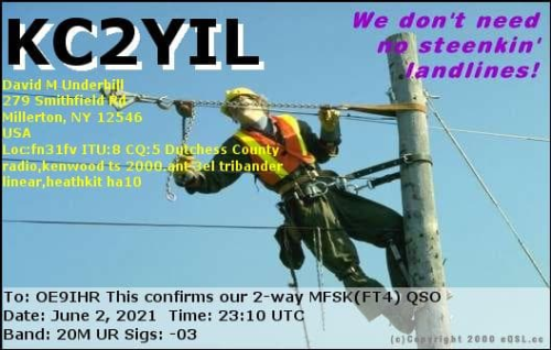 Callsign=KC2YIL VisitorCallsign=OE9IHR QSODate=2021-06-02 23 10 00 0 Band=20M Mode=MFSK
